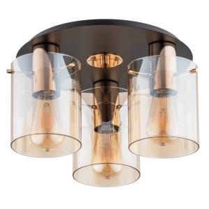 Alfa Plafoniera Atman, 3 luci, nero/oro