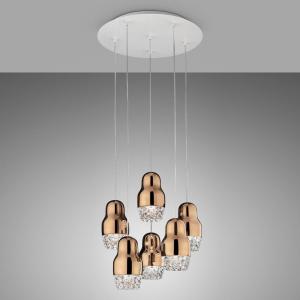 Axo Light Lampada a sospensione LED Fedora 6 luci oro rosato