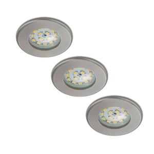 Briloner Set di 3 downlight LED Nikas IP44 nichel