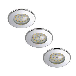 Briloner Set di 3 downlight LED Nikas IP44, cromo
