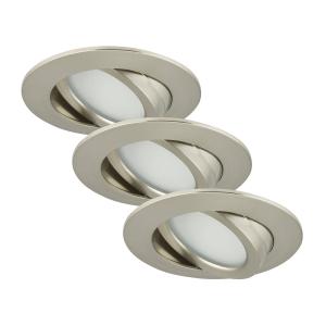 Briloner Spot LED orientabile incasso Bert, nichel, set 3x