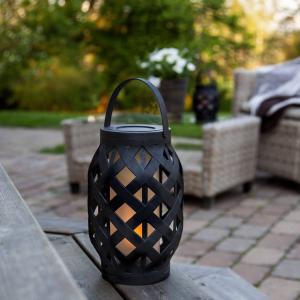 STAR TRADING Lanterna LED Flame Lantern, nero, alta 23 cm