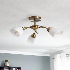 BRITOP Plafoniera Varietta vetro, ottone anticato, 3 luci