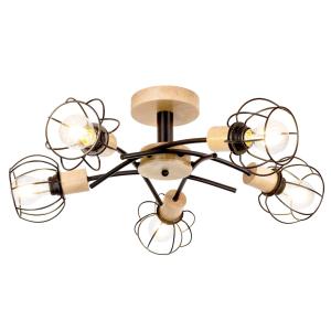 Envostar Envolight Ylva plafoniera rovere/nero 5 luci