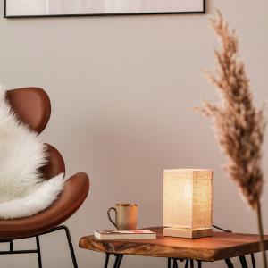 BRITOP Lampada da tavolo Canvas, rovere, angolare, beige