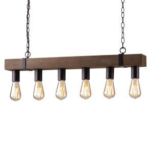 Eco-Light Lampada a sospensione Texas legno anticato, 6 luci