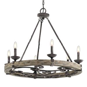 KICHLER Lampadario rustico Taulbee, 6 luci