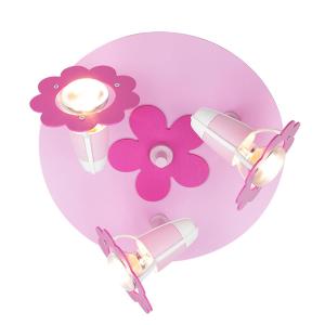 Elobra Plafoniera fiore rosa, rotonda, 3 luci