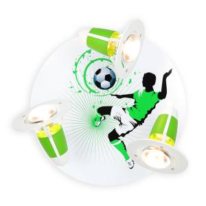 Elobra Plafoniera Soccer, 3 luci, bianco-verde