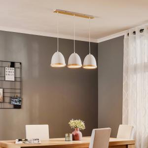 Eko-Light Lampada a sospensione Studio legno 3 luci bianco