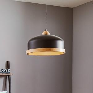 Eko-Light Lampada a sospensione Studio con legno 1 luce nero