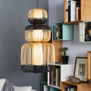 Forestier Bamboo lampada a sospensione nero 3 luci