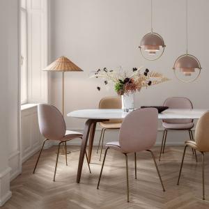 GUBI 9602 piantana, ottone, con paralume vimini