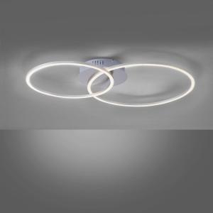 Leuchten Direkt Plafoniera LED Ivanka, due anelli, acciaio