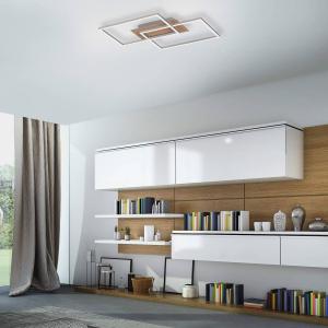Leuchten Direkt Plafoniera LED Iven, dim, acciaio/legno, 50…