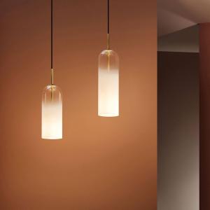 LEDS-C4 Glam sospensione, vetro bianco, alta 31 cm