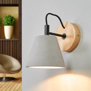 Lucide Applique Possio, paralume in calcestruzzo e legno