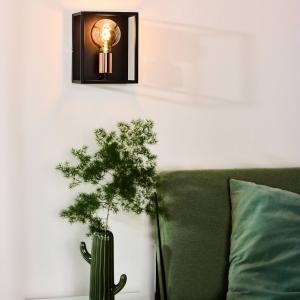 Lucide Applique Arthur con cornice metallica, nero