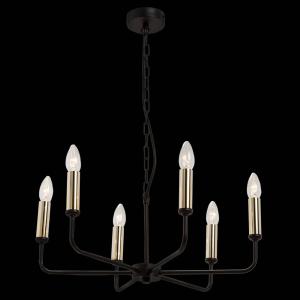 Domiluce Lampadario Ampli, nero/oro, 6 luci