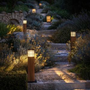 Les Jardins Lampione LED solare Tekura, teak naturale/grigio