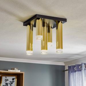 Lamkur Plafoniera Shine, 5 luci quadrata oro