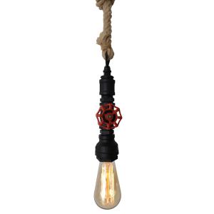 Näve Lampada a sospensione Vintage nera, fune di canapa