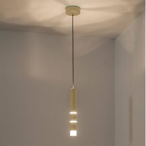 PURE Vega LED a sospensione, 1 cilindro, ottone