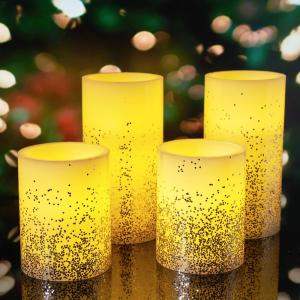 Pauleen Golden Glitter Candle LED candela set 4x