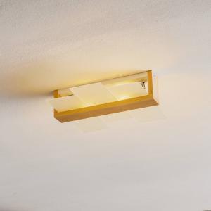 SOLLUX LIGHTING Plafoniera Shifted 2, vetro e legno chiaro