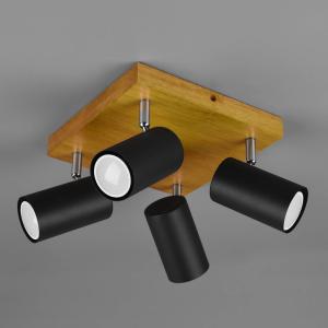 Trio Lighting Faretto a soffitto Marley, nero satinato, 4 l…