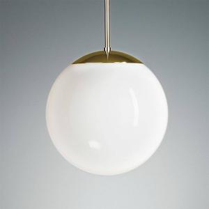 TECNOLUMEN Lampada pensile, sfera opalescente, 25 cm, ottone