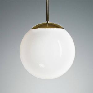 TECNOLUMEN Lampada pensile, sfera opalescente, 30 cm, ottone