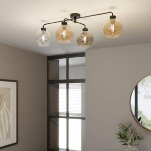 TK Lighting Plafoniera Cubus 4 luci trasparente/ambra/grigio
