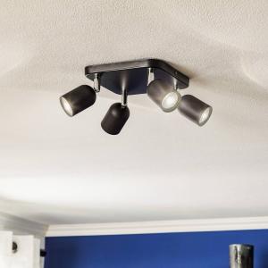 TK Lighting Spot da soffitto Top, 4 luci, quadrato nero