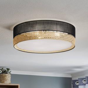 TK Lighting Plafoniera Paglia nero/rattan, Ø 45 cm