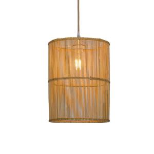 Viokef Lampada a sospensione Anteo di rattan, cilindro