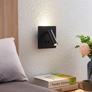 Lucande Magya applique LED nero a 2 luci quadrata