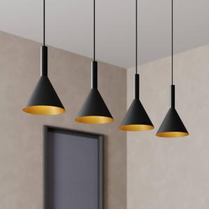 Arcchio Tadej sospensione a 4 luci, nero-oro