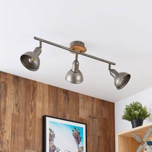 Lindby Nesrin plafoniera con disco legno, 3 luci