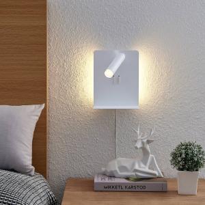 Lucande Zavi spot LED parete mensola, USB, bianco
