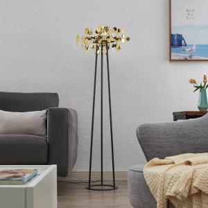 Lucande Glimmo piantana LED, nero, ottone